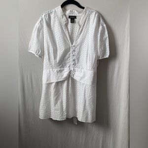 Lane Bryant Textured White Blouse
